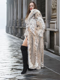 Spectacular Unisex Soft Plush Spotted Fur Coat Large Shawl Collar M/L 52" Long