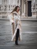 Spectacular Unisex Soft Plush Spotted Fur Coat Large Shawl Collar M/L 52" Long