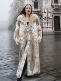 Spectacular Unisex Soft Plush Spotted Fur Coat Large Shawl Collar M/L 52" Long