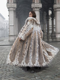 Spectacular Unisex Soft Plush Spotted Fur Coat Large Shawl Collar M/L 52" Long