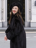 Dark Ranch Black Mink Fur Coat S Classic Design Bonus Mink Hat