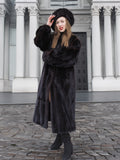 Dark Ranch Black Mink Fur Coat S Classic Design Bonus Mink Hat