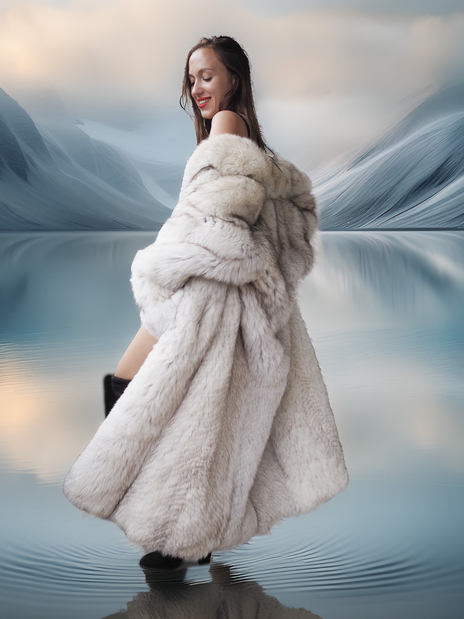 The Glacier Queen Has Landed - Pale Blue Fox Size M