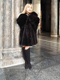 High Quality NAFA Female Black Mink Fur Jacket Coat Brand New XL to 3XL