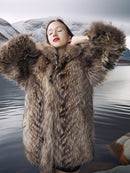 “The Storm Muse” — Raccoon Fur Jacket with Voluminous Collar & Arctic Allure