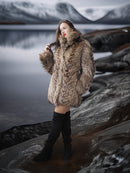 “The Storm Muse” — Raccoon Fur Jacket with Voluminous Collar & Arctic Allure