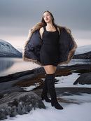 “The Storm Muse” — Raccoon Fur Jacket with Voluminous Collar & Arctic Allure