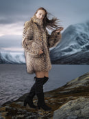 “The Storm Muse” — Raccoon Fur Jacket with Voluminous Collar & Arctic Allure