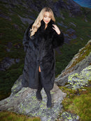 Rare Reversable Plush Black Possum With Water Repellent Shell Fur Coat M