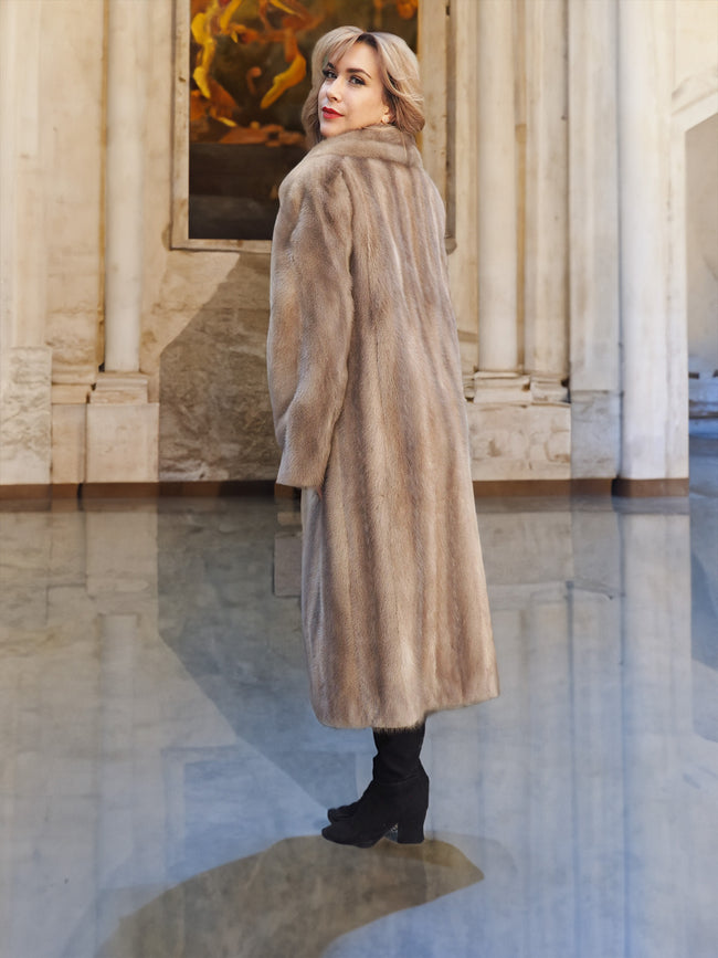 Light Pastel Brown Canadian Mink Fur Coat Coats M– Purple Shoshana Furs