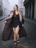 The Château Whisper – Vintage Dior Mahogany Mink Fur Coat with Crystal Fox Collar