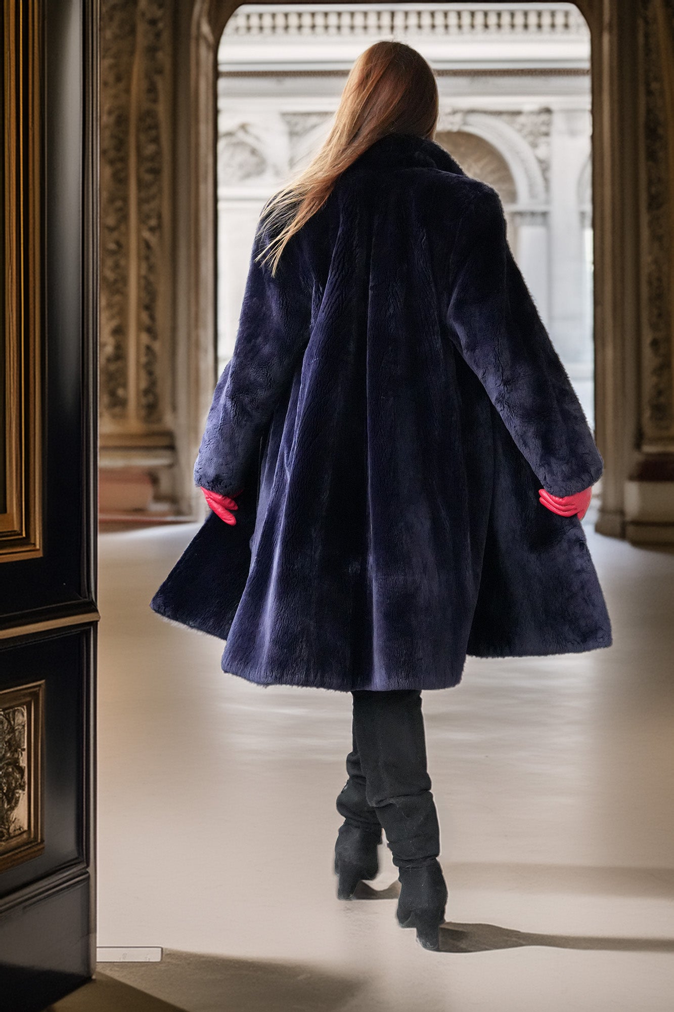Midnight Iris Sheared Beaver Coat by Zuki | Purple Shoshana