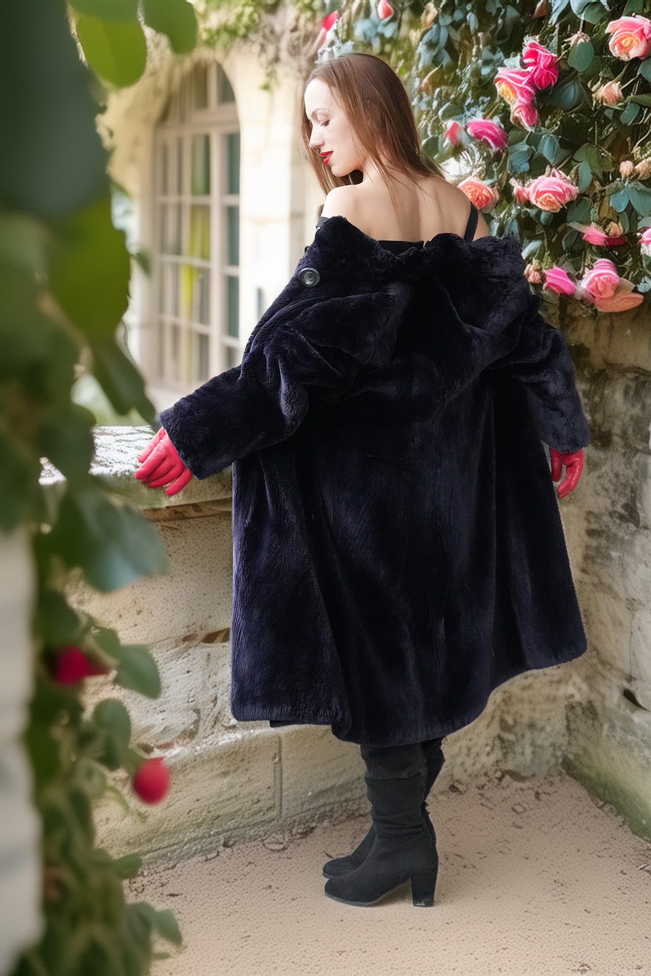 Midnight Iris Sheared Beaver Coat by Zuki | Purple Shoshana