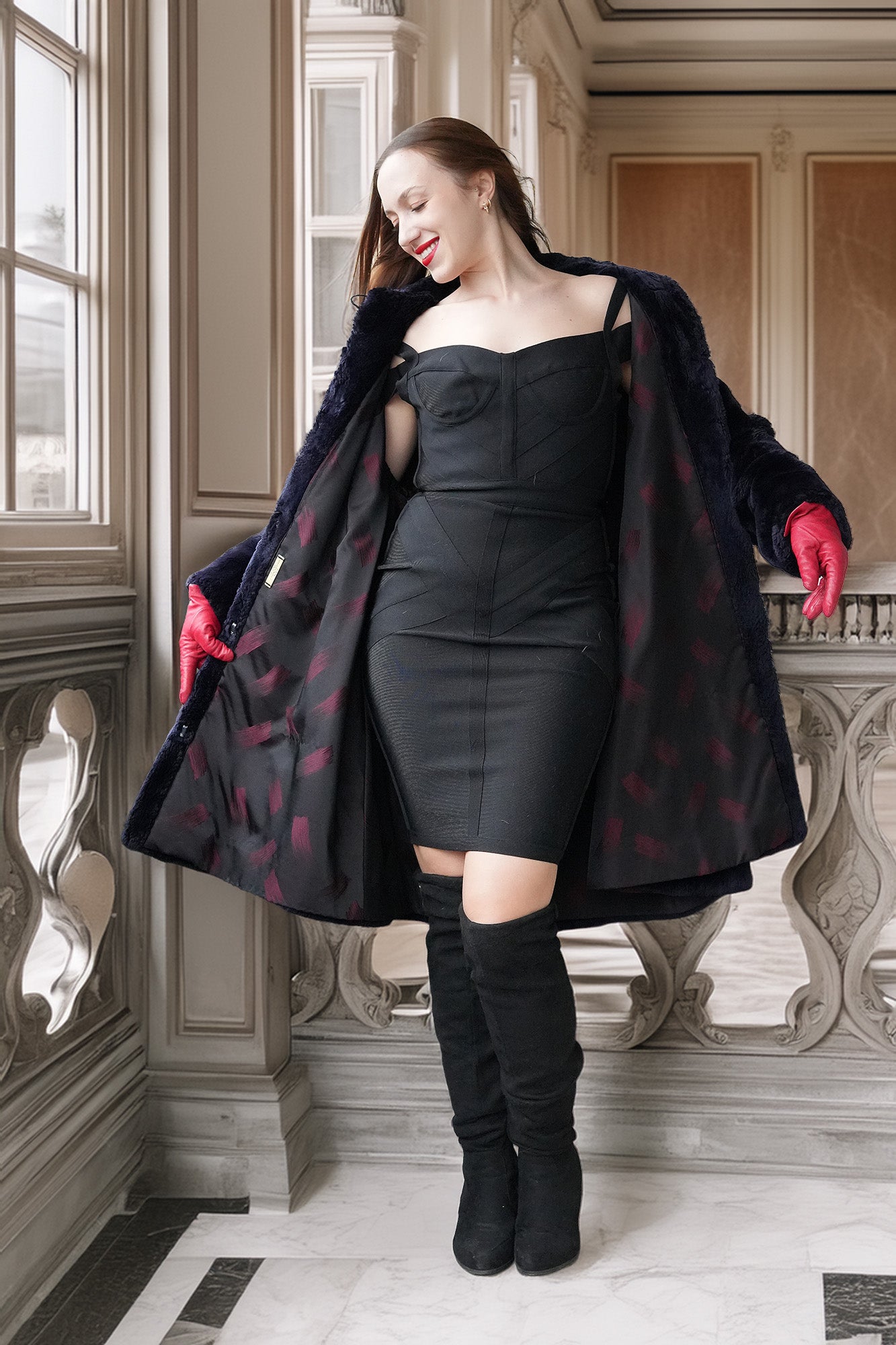 Midnight Iris Sheared Beaver Coat by Zuki | Purple Shoshana