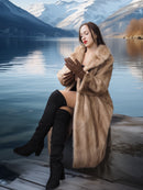 "Whisper of Dusk" – Vintage Pastel Mink Full-Length Coat with Embroidered Lining