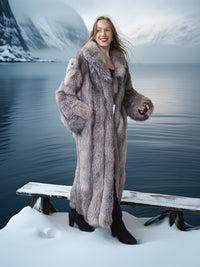 Wild Aurora - Indigo Fox Coat 51" Length