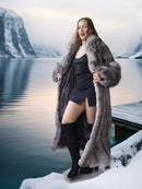 Wild Aurora - Indigo Fox Coat 51" Length