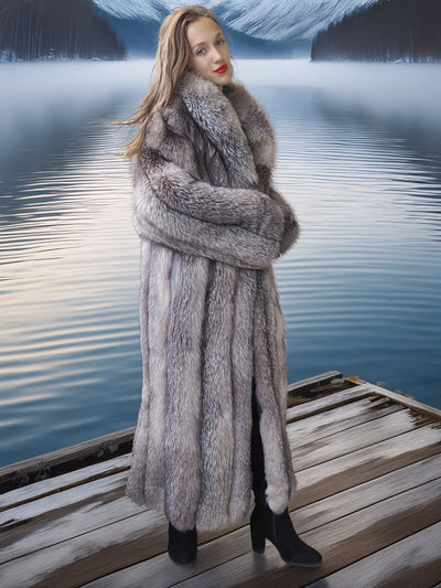 Wild Aurora - Indigo Fox Coat 51" Length
