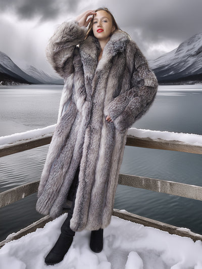 Wild Aurora - Indigo Fox Coat 51" Length