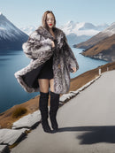 “Echoes of Winter” - Silver Fox Fur Coat – Wild Elegance by the Water’s Edge