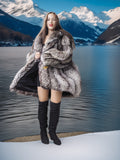 “Echoes of Winter” - Silver Fox Fur Coat – Wild Elegance by the Water’s Edge