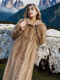 Stunning Pastel Canadian Mink Fur Coat Herring Bone Design 50" Long M