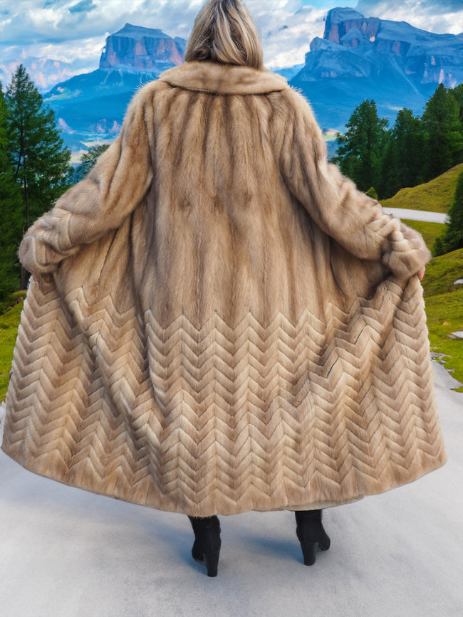 Light Pastel Brown Canadian Mink Fur Coat Coats M– Purple Shoshana