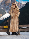 Stunning Pastel Canadian Mink Fur Coat Herring Bone Design 50" Long M