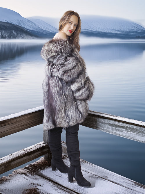 Alpine Siren - Silver Fox Long Jacket Stroller Length