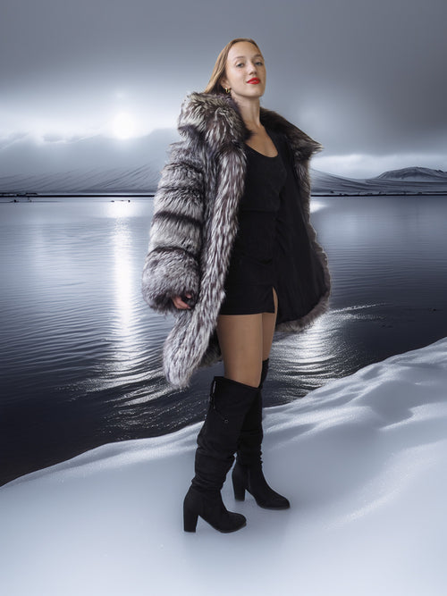 Alpine Siren - Silver Fox Long Jacket Stroller Length