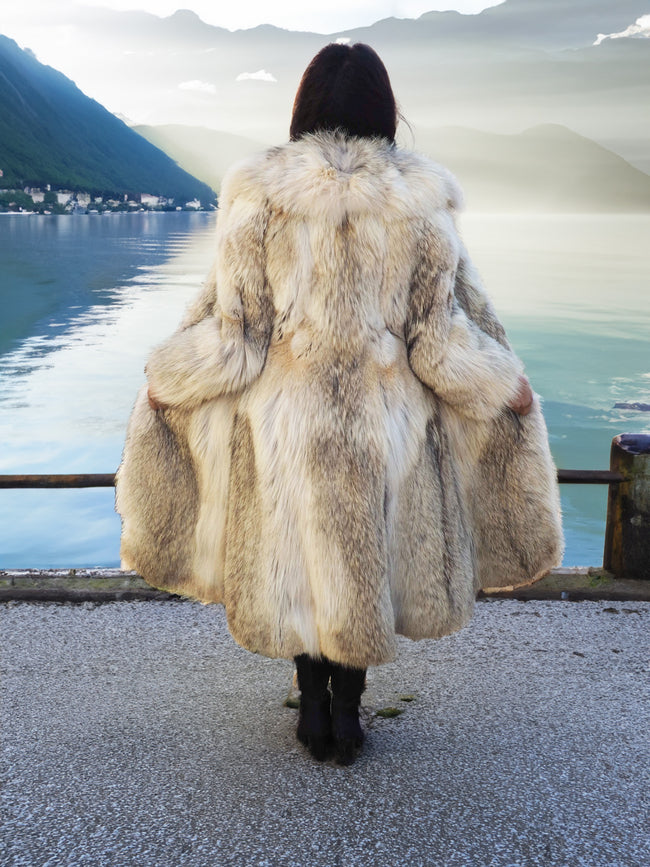 Coyote Fur Coat Coats Large Plush Shawl Collar S