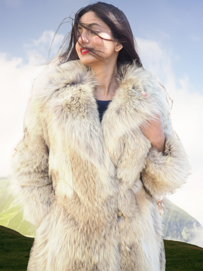 Women Red Real Rex Rabbit Fur Chinchilla Overcoat Long Fox Fur Shawl Collar  Coat