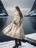 Solstice Flame - Vintage Coyote Fur Coat With Shawl Collar Size S