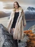 Solstice Flame - Vintage Coyote Fur Coat With Shawl Collar Size S