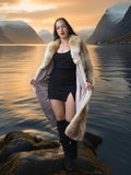 Solstice Flame - Vintage Coyote Fur Coat With Shawl Collar Size S