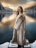 Solstice Flame - Vintage Coyote Fur Coat With Shawl Collar Size S