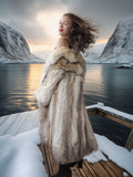 Solstice Flame - Vintage Coyote Fur Coat With Shawl Collar Size S