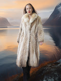 Solstice Flame - Vintage Coyote Fur Coat With Shawl Collar Size S
