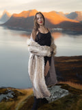 Solstice Flame - Vintage Coyote Fur Coat With Shawl Collar Size S