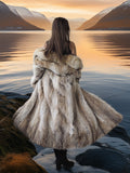 Solstice Flame - Vintage Coyote Fur Coat With Shawl Collar Size S