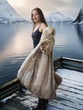 Solstice Flame - Vintage Coyote Fur Coat With Shawl Collar Size S