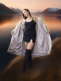 Solstice Flame - Vintage Coyote Fur Coat With Shawl Collar Size S