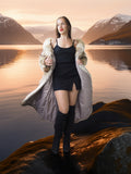 Solstice Flame - Vintage Coyote Fur Coat With Shawl Collar Size S