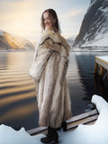 Solstice Flame - Vintage Coyote Fur Coat With Shawl Collar Size S