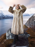 Solstice Flame - Vintage Coyote Fur Coat With Shawl Collar Size S