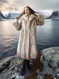 Solstice Flame - Vintage Coyote Fur Coat With Shawl Collar Size S
