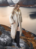 Solstice Flame - Vintage Coyote Fur Coat With Shawl Collar Size S