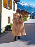 Classic Pastel Brown Mink Fur Coat Stroller Jacket M