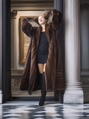 "Velvet Empire" – Mahogany Mink Fur Coat – Power Draped in Grace L to XXL