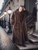 "Velvet Empire" – Mahogany Mink Fur Coat – Power Draped in Grace L to XXL